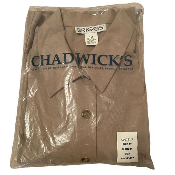 Chadswicks of Boston Briggs Jacket Top NWT Size 12 Washable Flannel Vintage - Picture 1 of 6